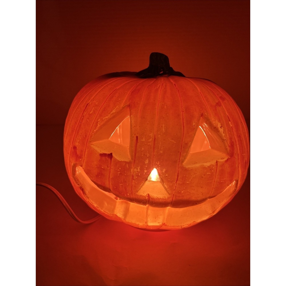 Vintage Gemmy Lighted Pumpkin Jack-O-Lantern Halloween Blow Mold Plastic
